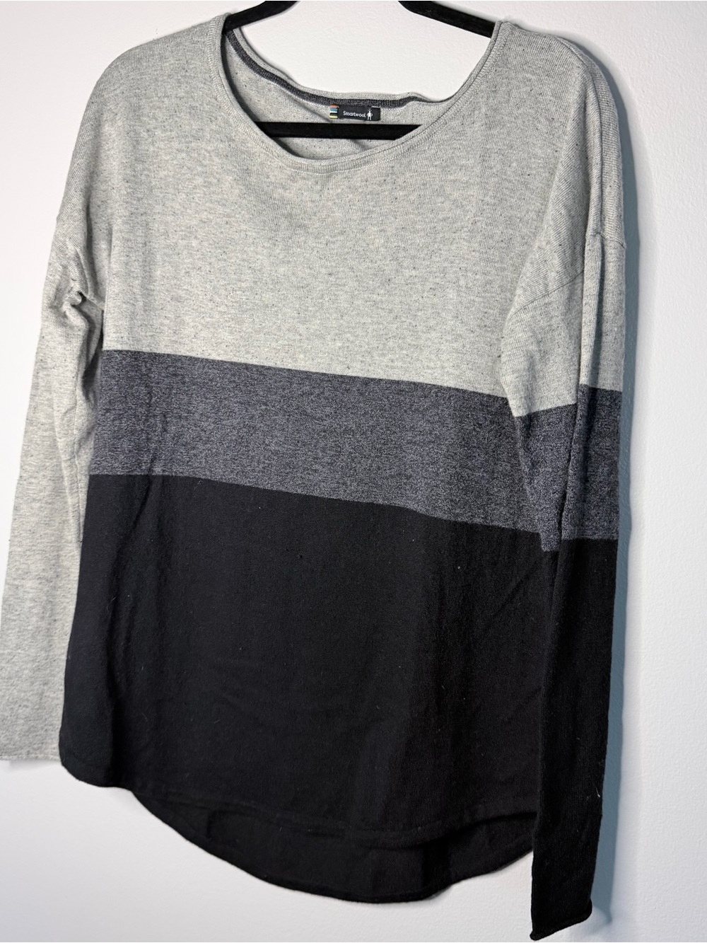 Smartwool Colorblock Crewneck Sweater in Light Gray, Charcoal & Black